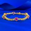 Gold-Plated Pink Love Peach Full Diamond Bracelet Daily Classic