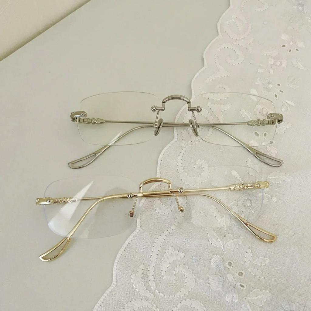 Vintage Bezobroučkové Brýle Dámské Anti-Blue Light Harajuku Kovové Čtvercové Obdélníkové Brýle Optické Brýle na Čtení