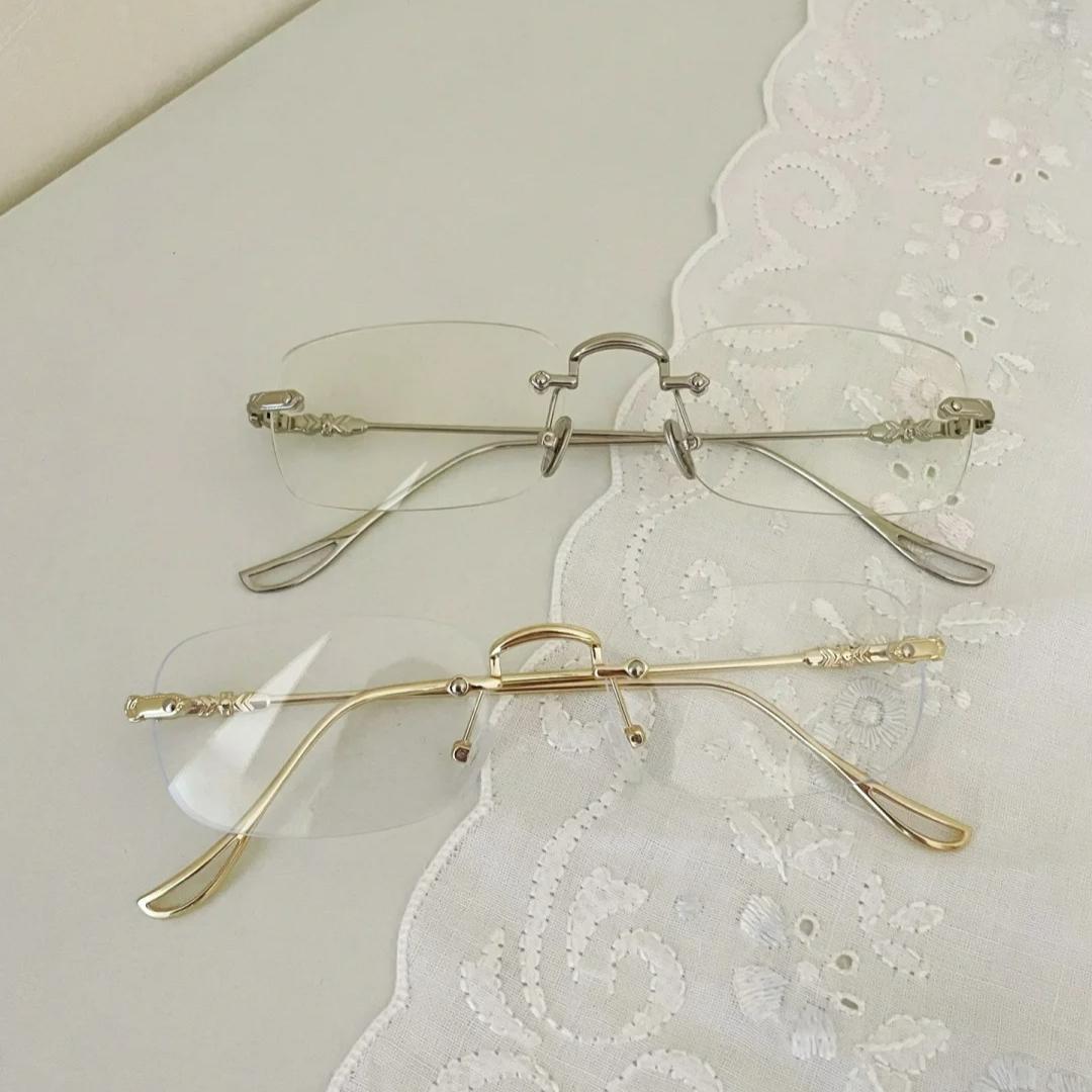 

Y2K Металлические квадратные очки в оправе женские без оправы с защитой от синего света без оправы Harajuku прямоугольные очки оптические очки