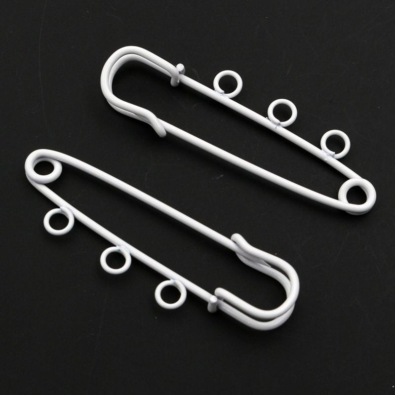 10pcs 50x16mm Safety Pins Brooch Metal Sewing Pins Clothes Pins with 3/5 Loops for Tags DIY Crafts Jewelry Making Findings