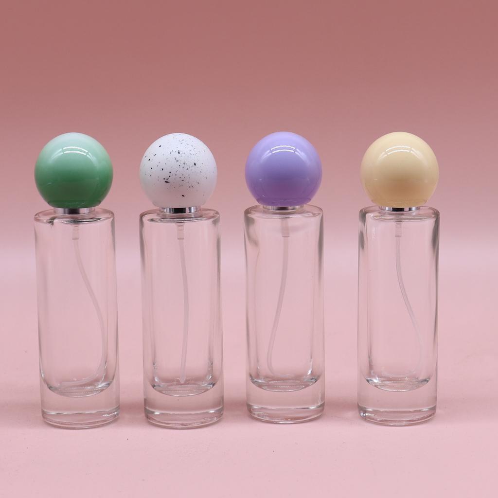 Colorful Round Ball Cap 30ML Small Cylinder Premium Perfume Bottle Portable Dispensing Cosmetic Spray Glass Bottle