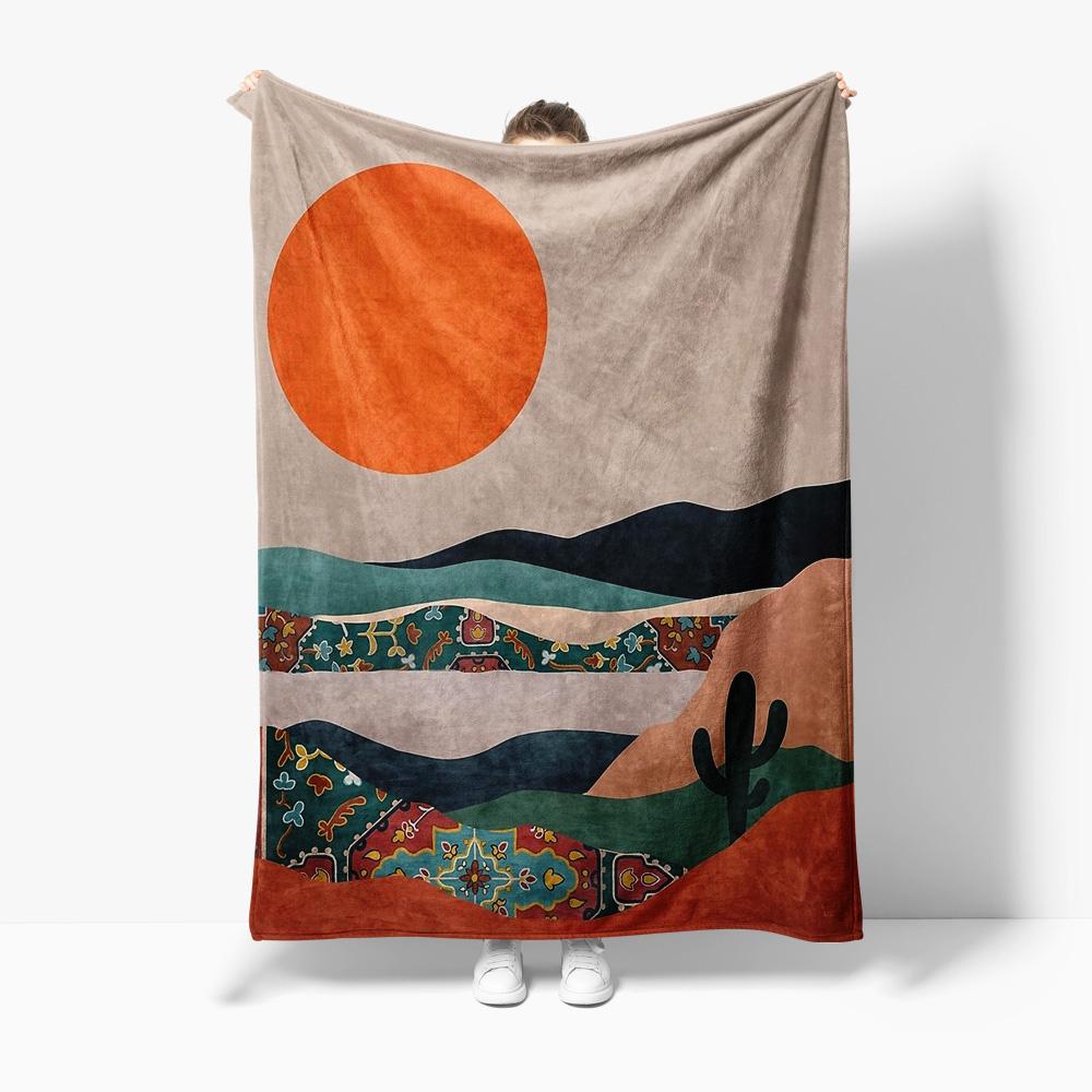 

Boho Blanket Textured Geometric Floral Landscape Cotton Throw Blanket Sofa Bed Decorative Cushion Cover Gift 75x90cm