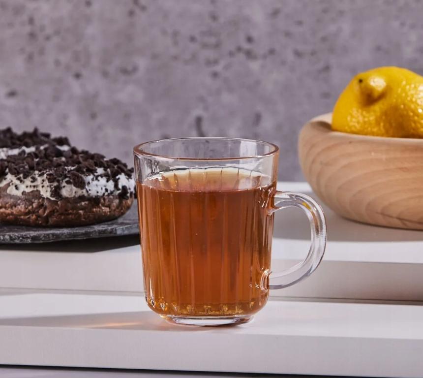 Ribbed Glass Cup Venus with Handle for Coffee and Tea
