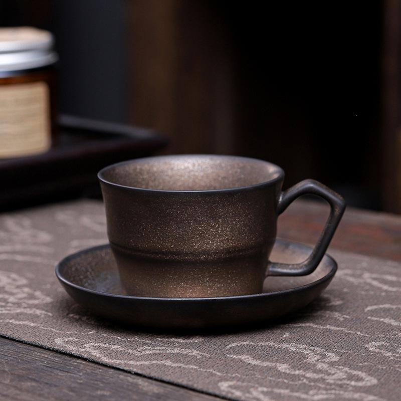 120ml Ceramic Coffee Cup And Dish Set High Beauty Gradient Colors Homestay Restaurant Flower Cup Creative Retro Milk Water Cup