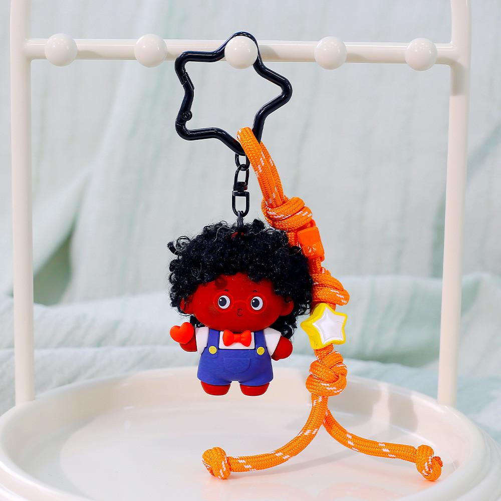 Plush Keychain With Curly Hair And Small Crying Face For Kids And Collectors
