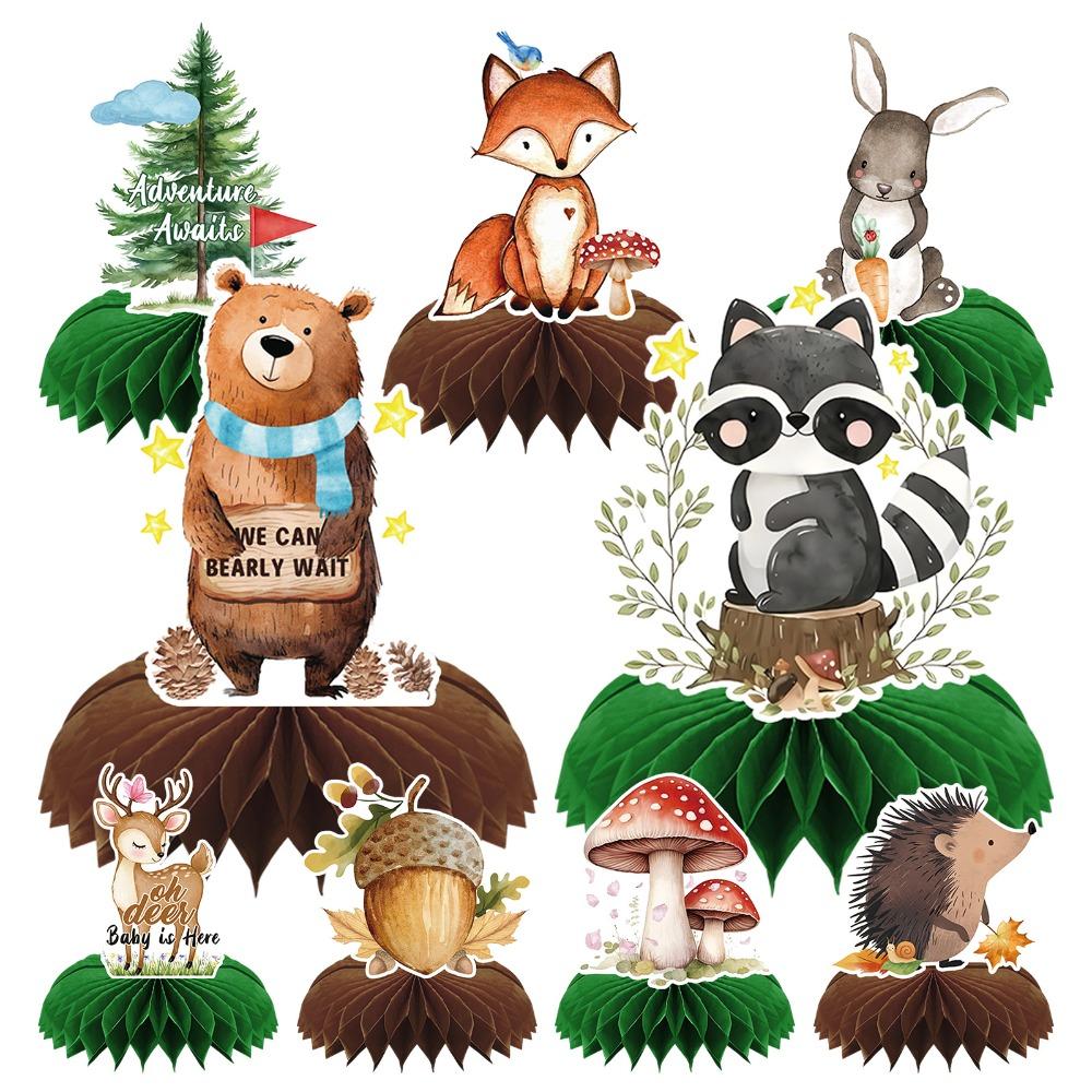 

9PCS Set Woodland Animals Centerpieces Oh Deer Baby is Here We Can Bearly Wait Honeycomb Table Decorations Adventure Awaits