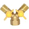 3 Way Split Brass Shut Off Ball Valve Fitting G 1/2" Male X Male X 1/2" Female Thread Y Shaped Type Union Intersection with 2 Switch