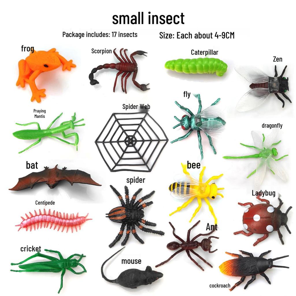 Children's Cognitive Teaching Toys: Insect Models - Butterfly, Ladybug, Rhinoceros Beetle, Bee, Grasshopper
