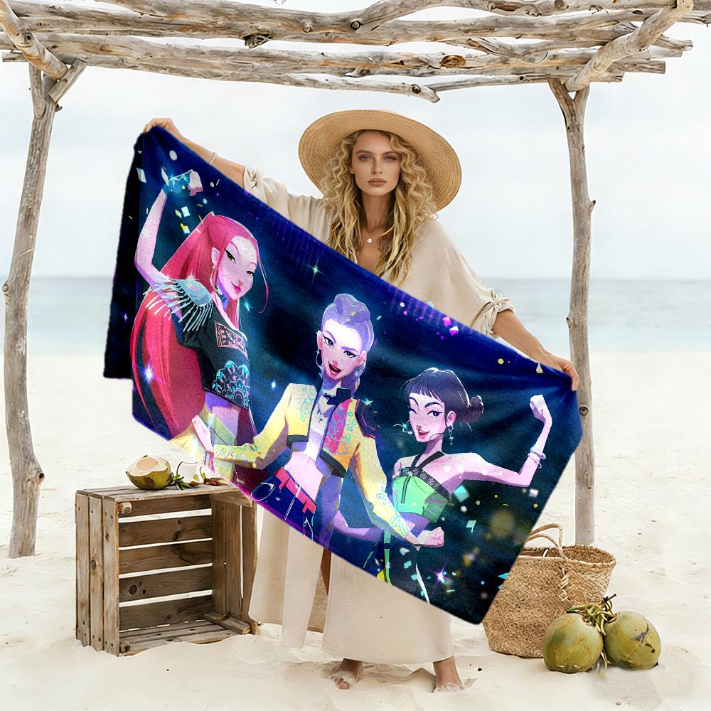 Kpop Demon Beach Towel Quick-Dry Soft Microfiber Comfortable Lightweight