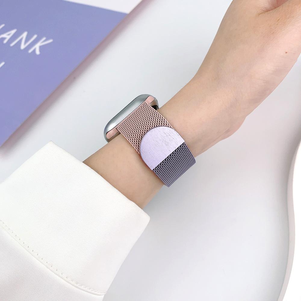 

For Apple Watch Series 10 42mm/9 8 7 41mm/SE (2023) SE (2022) SE 6 5 4 40mm/3 2 1 38mm Gradient Milanese Strap Purple+Pink