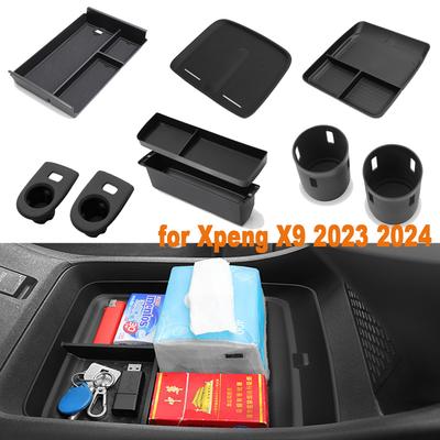 Mittelkonsolen-Aufbewahrungsbox für Xpeng X9 2025-2025 Becherhalter Armaturenbrettablage Organizer Aufräumen Schwarze Auto-Innenzubehörteile TPE