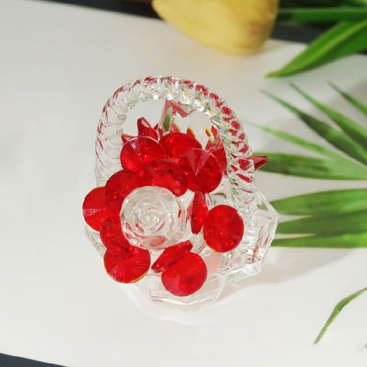 Gracefuls Crystals Rose Basket Sculpture, Bring Romance to Home Environments