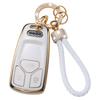 Gold-Rimmed Car Key Set with Diamond Ring Pendant Key Chain
