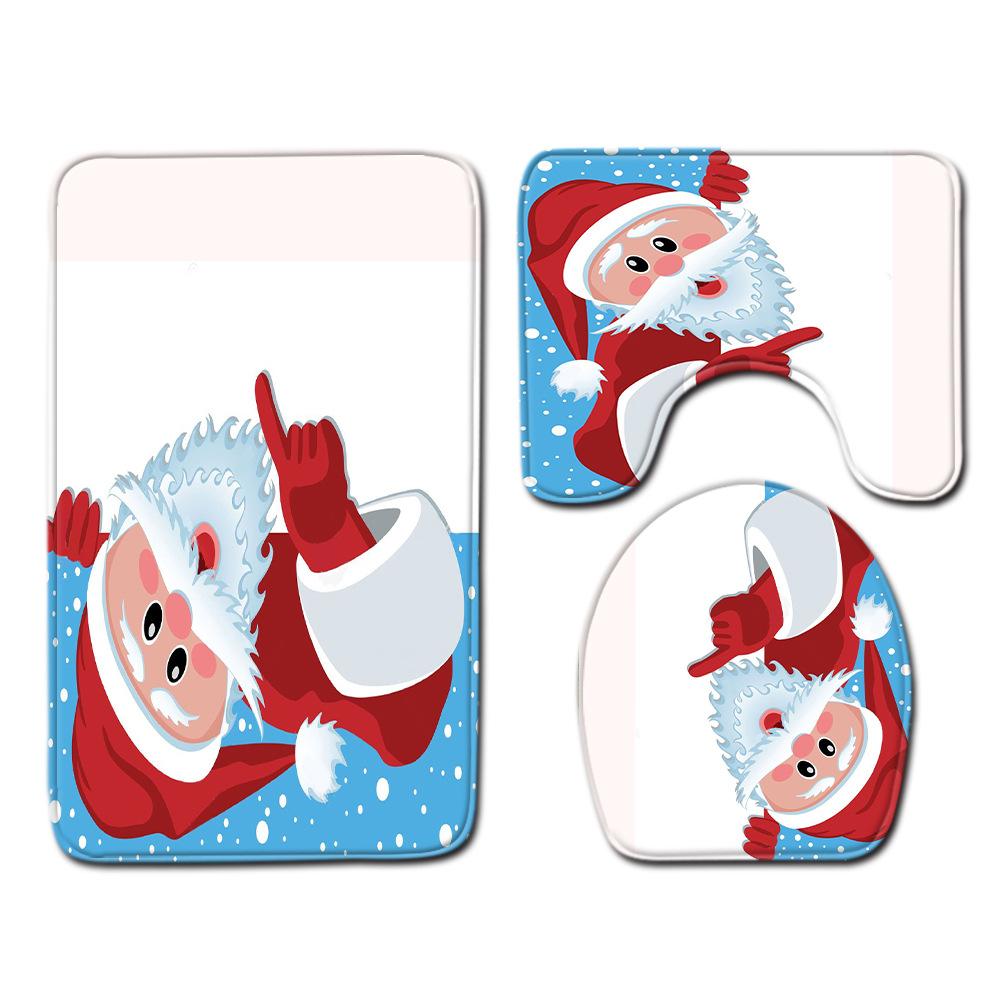 3D Toilet Floor Mat Bathroom Mat Christmas Three-Piece Foot Mat E-Commerce
