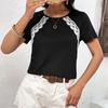 Women's Solid Waffle T-shirt Casual Round Neck Short Sleeve T-shirts Top for Women