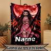 Custom Name Personalized Demon Slayer Print Blanket, Home Decor, Bedroom, Sofa, Camping, Couch, Gifts for Birthday Christmas