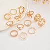 European and American Style Ring Exaggerated Butterfly 11 Knuckles Stacked with High-end Love Geometric Star and Moon Ring Female