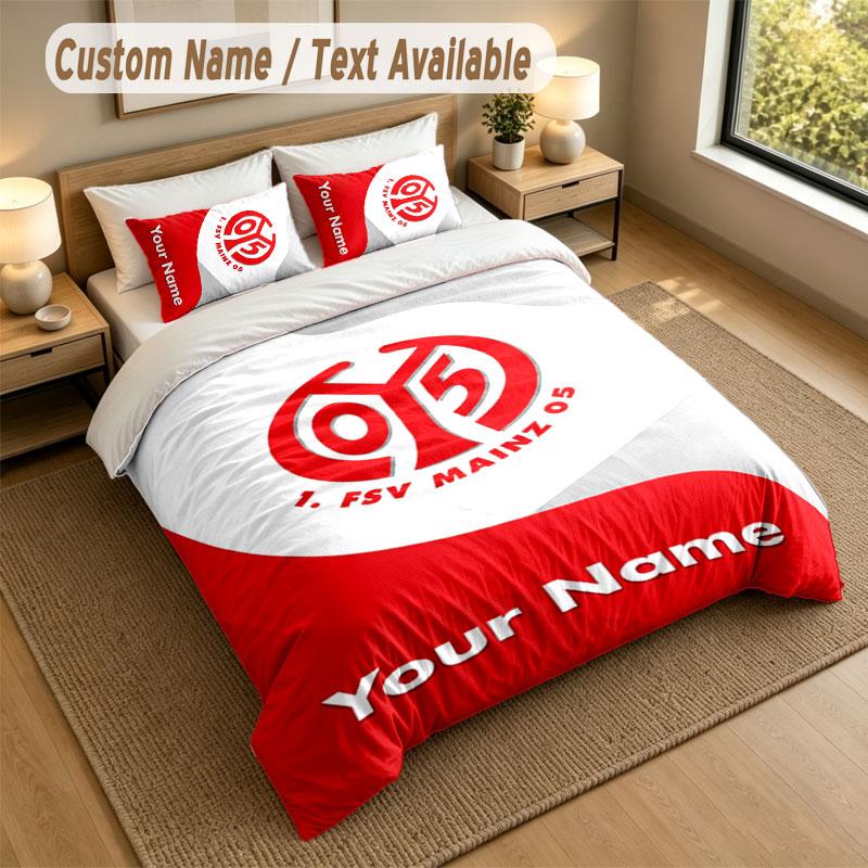 Bedding Set 1 Duvet Cover 2 Pillowcases Mainz 05 Print Soft Bed Linen Bedroom Decor