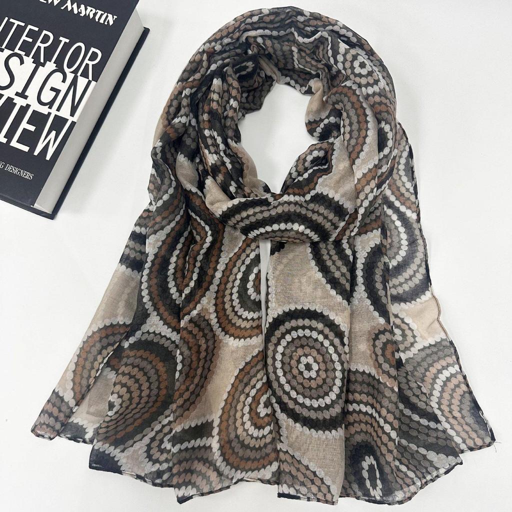 Korean Cotton Print Women's Oversized Scarf: Fashionable Beach Towel & Silk Shawl, Dual-Use Sun Protection