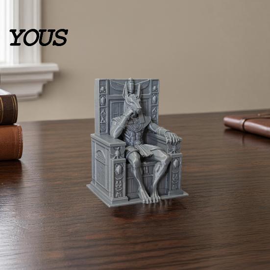 Compact Display Cabinet Decor Anubis Sitting On Throne Statue, Palm-Sized 3D Printed Non-toxic Desk Decoration Mini Ornament, Ancient Egyptian