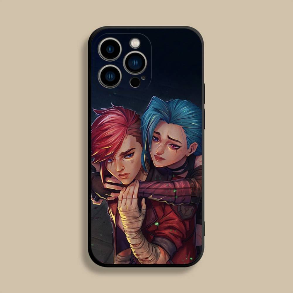 Anime Arcane Jinx Vi Phone Case For iPhone 17,16,15,14,13,12,Pro,Max,Plus,E,SE4,Air,Mini Black Soft Cover