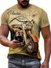 Men's Vintage Motorcycle Pattern-shirt-Casual Fashion Short Sleeve, Breathable Polyester Fiber, Washable, Round Neck-shirt, Classic Bike Printing,