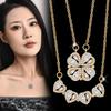 Collana Trifoglio a Quattro Foglie per Donna con Accenti in Zirconia Cubica Finitura Oro e Oro Rosa