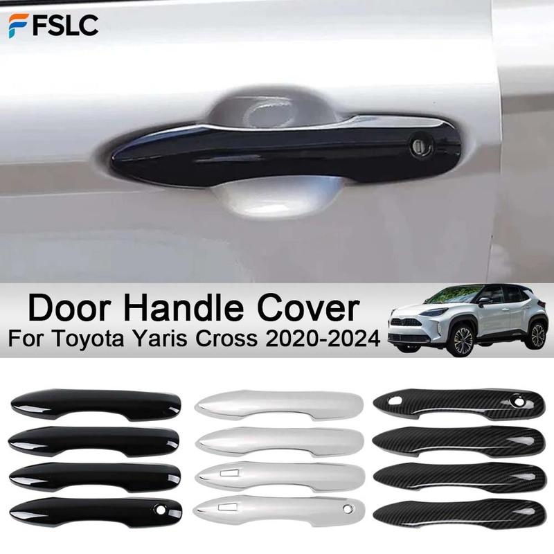 Carbon Fiber Silver Door Handle Cover For Toyota Yaris Cross -2024 Car Decoration Exterior Styling Upgrade Modify A Car