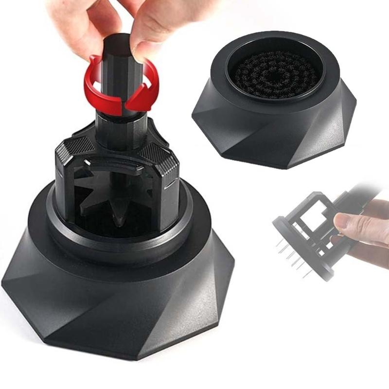 Coffee Tamper Cleaner Tool with Nylon Bristles and Anti Skid Plastic Base Suitable for Coffee Equipment Maintenance
