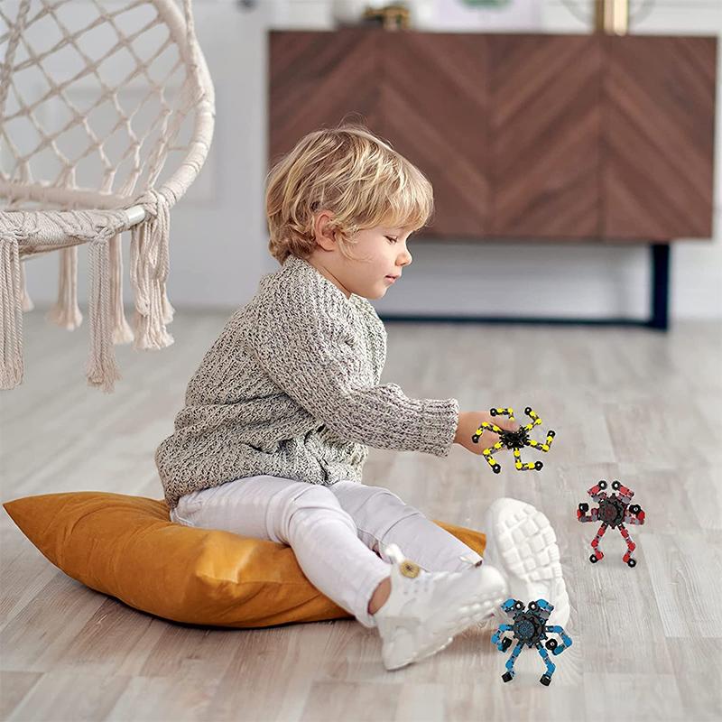 Trottola da Dito Giocattolo Catena Giocattolo Robot Robot Deformabile Fai da Te Robot Deformato Meccanico Spirale Twist Dito Decompressione Dito Bambini Adulti Pasqua