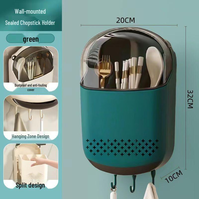 Deluxe Wall-Mounted Kitchen Utensil Holder: Chopsticks, Spoons, and Cutlery Organizer.