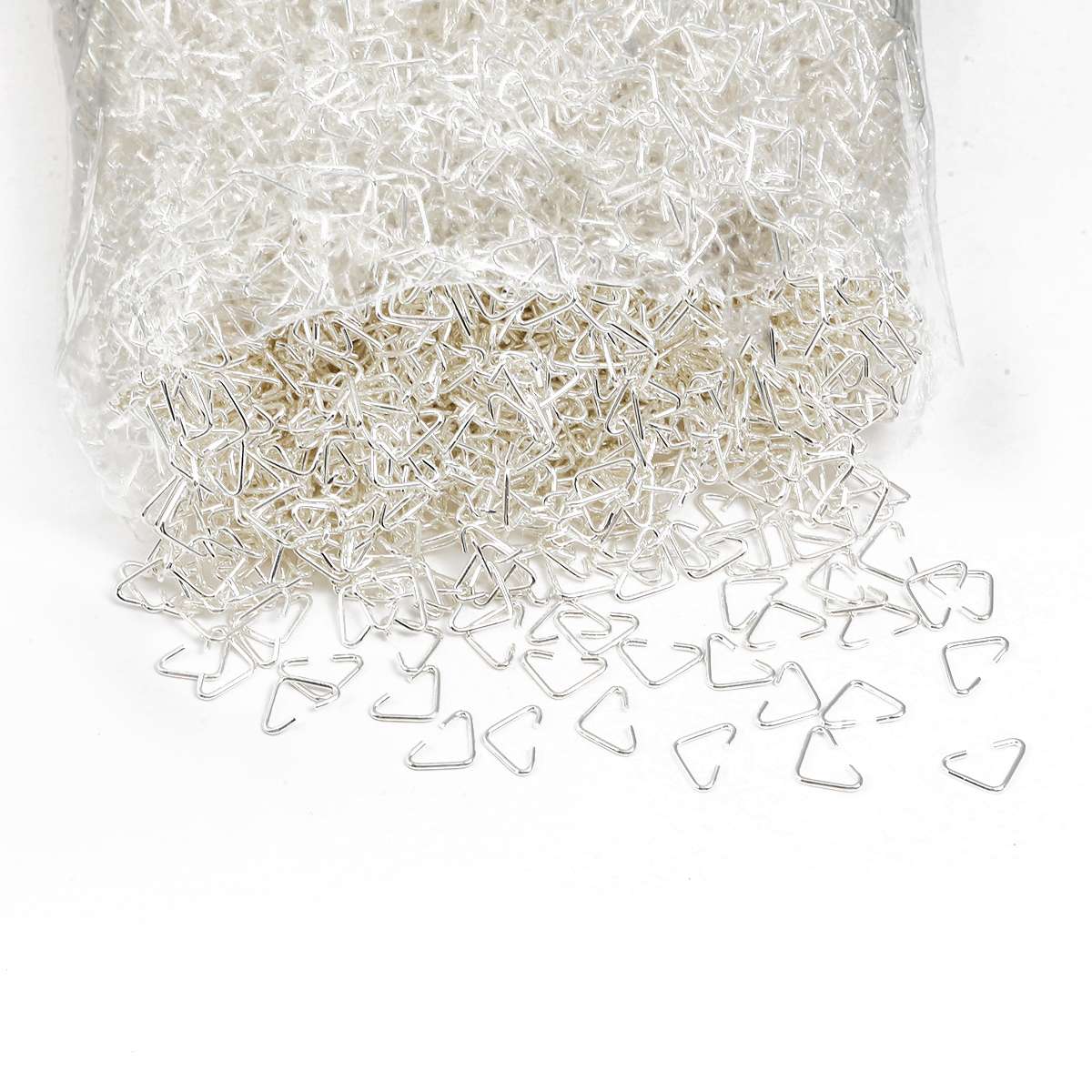 

100 шт., треугольные застежки, петли с пряжкой, кольца для прыжков, разъемные кольца, соединители, застежки, крючки для изготовления ювелирных изделий, аксессуары 100pcs серебряный