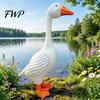 Wind-resistant Garden Decor Goose Statue 6"/12" Realistic White Sculpture Resin Decorative Figurine Fillable Base for Outdoor Porch Lawn Yard