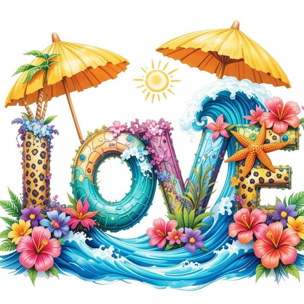 Summer Beach Full DIY 5D Round Drill Diamond Dots Paintings Picture Arts Craft for Adults Beginner Home Wall Decor Gift 30x30cm