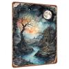 Moonlight Castle Fantasy Landscape Metal Wall Art Vintage Home Decor