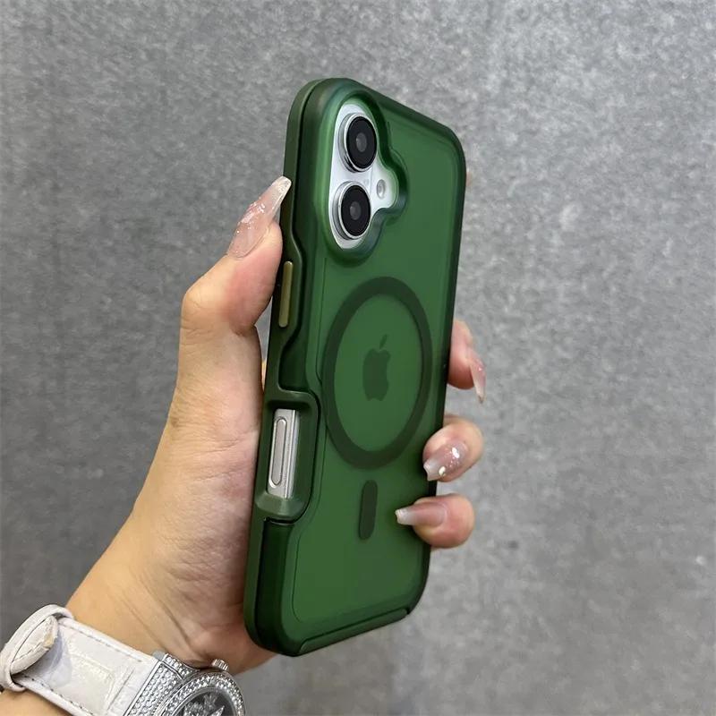 For  Matte Armor Translucent Case for For Iphone 16 1 14 13 17 Pro Max 17 Air Plus 11 12 Double Color Magnetic Hard Cover