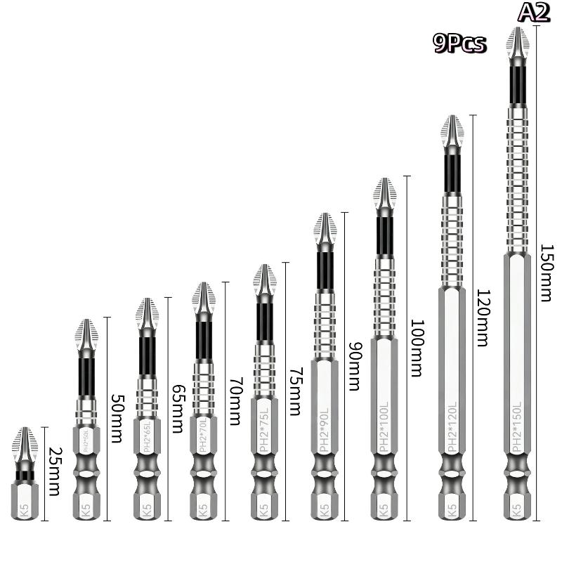 K5 Strong Magnetic Screwdriver High Hardness Bits Set Anti-Slip S2 Standard Non-Slip Cross Head Electric Screwdriver Set