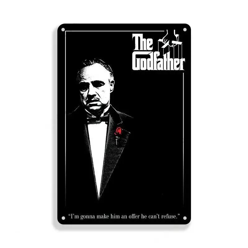 Retro Vintage Metal Tin Poster  The Godfather Sign Plaque for Bar Club Home Wall Decor  Classic Movie Wall Plate Pendant