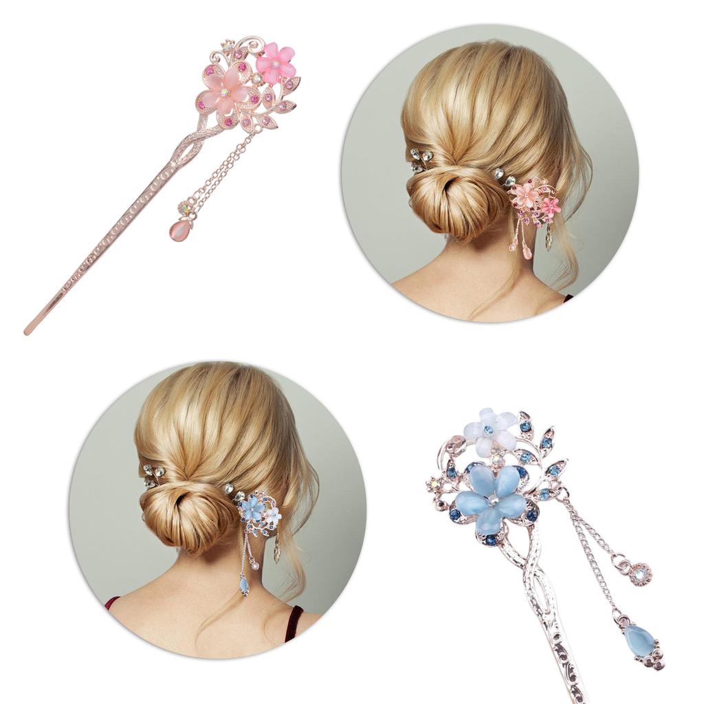 Eleganter silberfarbener Haarnadel mit Kristallfiligran Buyao für Frauen Mädchen Buyao für traditionellen Kopfschmuck Haarschmuck