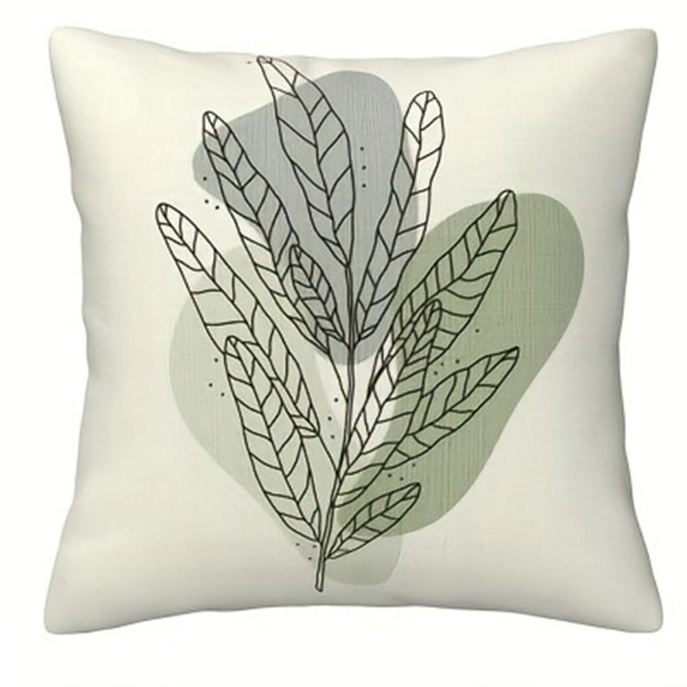 Bohemian Home Decoration Pillowcase, Minimalist Geometric Line Leaf Pattern Design, Soft and Comfortable, Sofa Cushion Cover