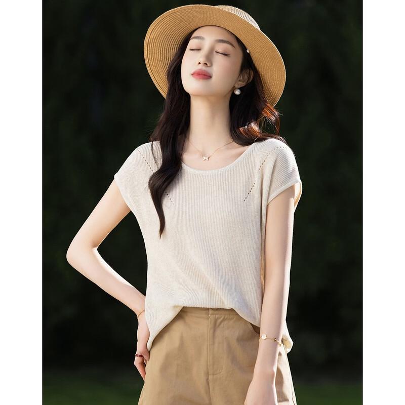 Demana Linen Blend Minimalist Knit Top