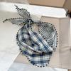 Spring Autumn Women Scarf Linen Cotton Headband Kids Triangle Scarf Baby Neck Scarf Plaid Versatile Korean Style
