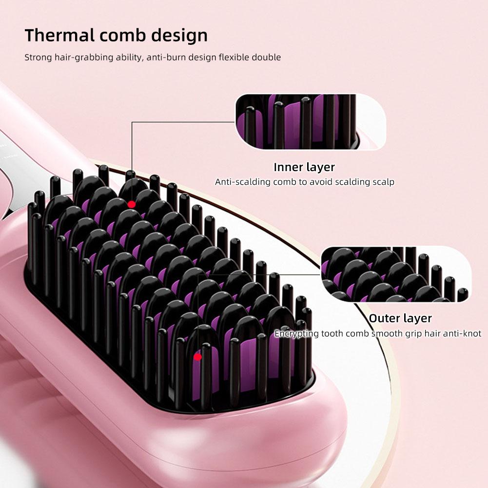 Wireless Portable Hair Straightener Adjustable Temperature Rechargeable Dual-purpose Hair Straightener Curling Iron Hair Style Tool