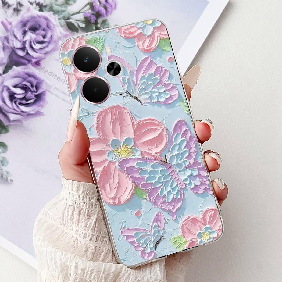 For Realme 14 5G Case RMX5075 Stylish Butterfly Painted Cover Silicone Case For Realme 14X 14 Realme14 T 14T 5G Soft Fundas Bags
