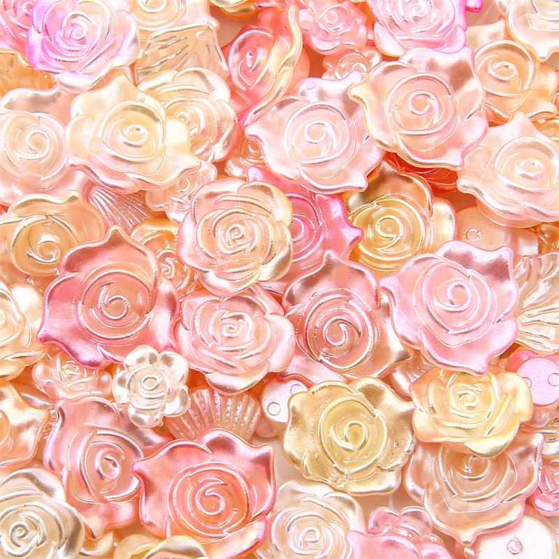 20g/pose Super Flott Kremgradient Rose Sløyfe Perlebesatt DIY Armbånd Halskjede Dekorative Håndtilbehør