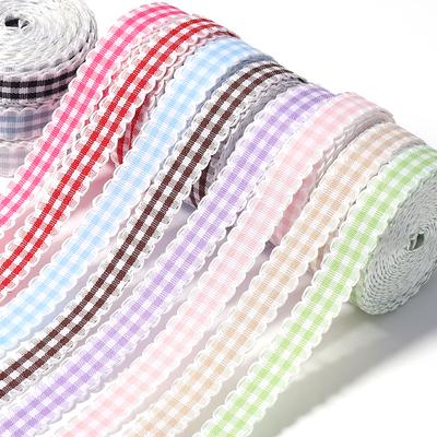 5 Yards Wellenförmiges Spitzen kariertes Band Buntes kariertes Satinband Für Blumen Geschenkverpackung DIY Bekleidungszubehör Heimdekoration