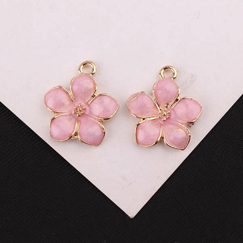 

10 шт./компл. эмалированный сплав, подвески-цветы, кулон, фурнитура для ювелирных изделий, сделай сам, изготовление поделок розовый