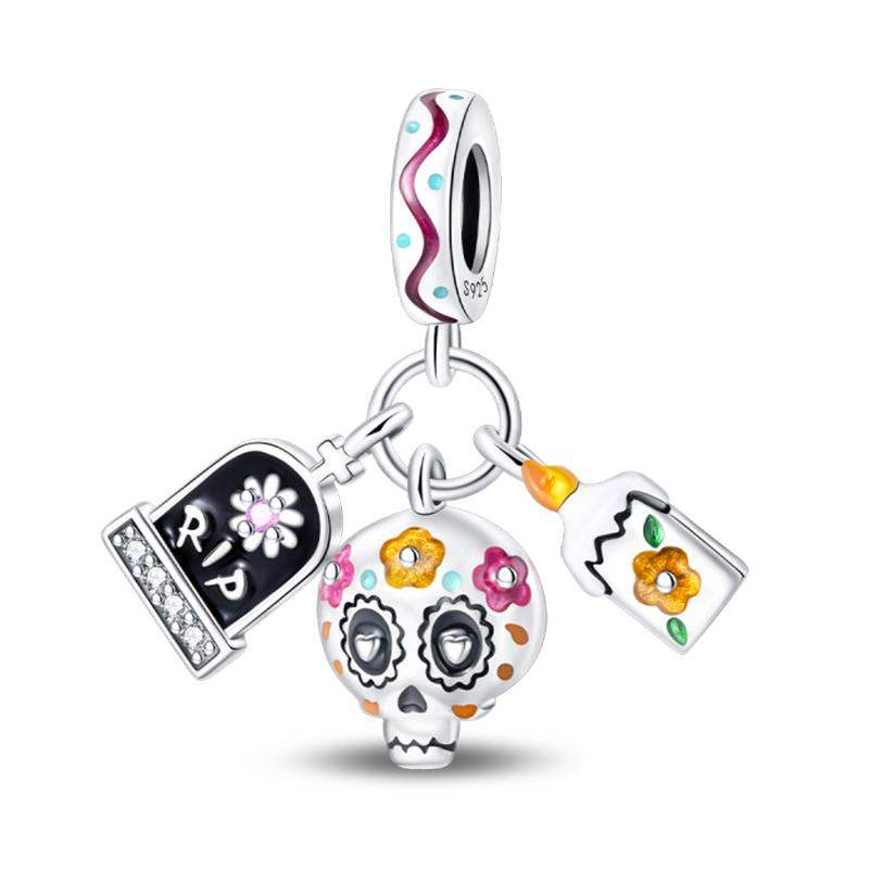 Original Copper Color Fashion Halloween Series Luminous Skull Elf Pumpkin Charms Beads Fit Qikaola Bracelets Diy Jewelry