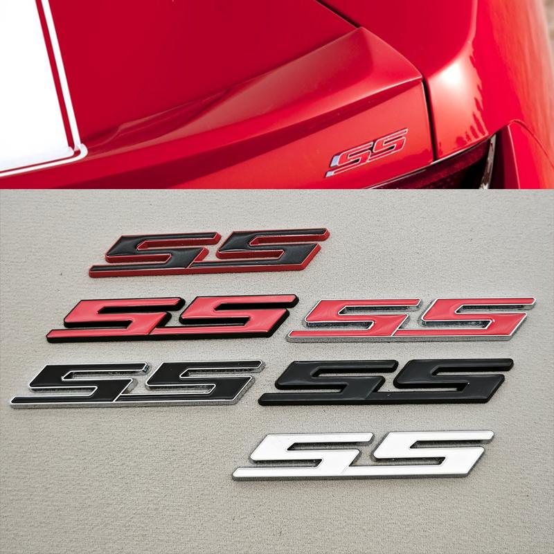 3D Metal Car Styling Red Black Logo SS Sticker Emblem Rear Trunk Badge For Chevrolet Camaro Chevelle Impala Malibu Accessories