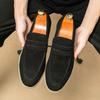 Britain Retro Men Pointed Suede Flats Genuine Leather Shoes Casual Penny Loafers Formal Dress Footwear Sapatos Tenis Masculino